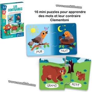16 mini puzzles pour apprendre des mots et leur contraire – Clementoni